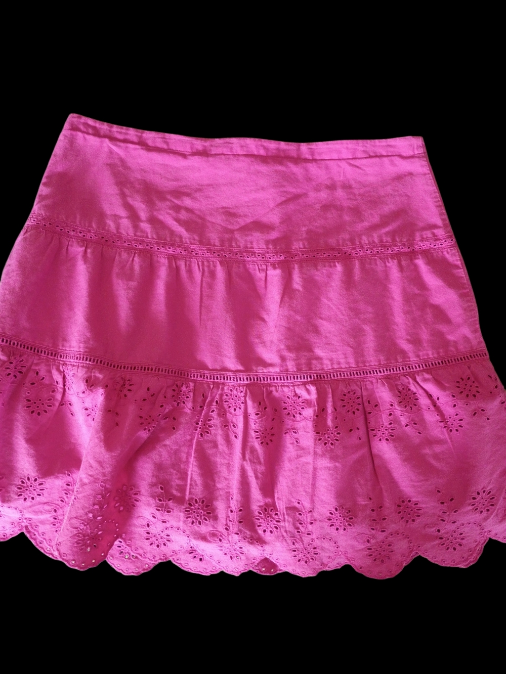 American Eagle Outfitters Hot Pink Tiered Eyelet Mini Skirt - Picture 8 of 10